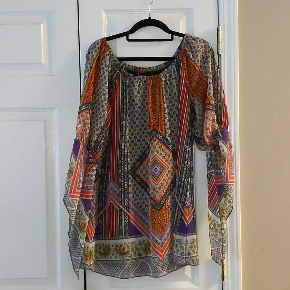 New Directions printed blouse Sz MNWOT